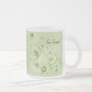 Caneca De Café Vidro Jateado Sujidade Verde