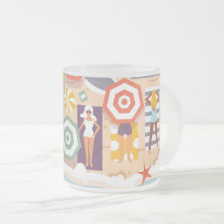 Caneca De Café Vidro Jateado Summer Beach