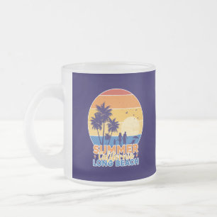 Caneca De Café Vidro Jateado Summer California Long Beach-66594