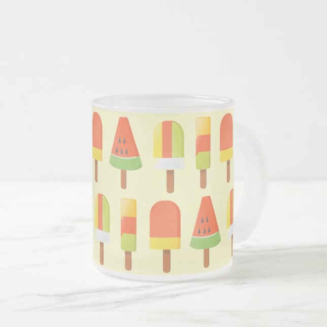 Caneca De Café Vidro Jateado Summer Ice Lollies Pattern (Frente Esquerda)