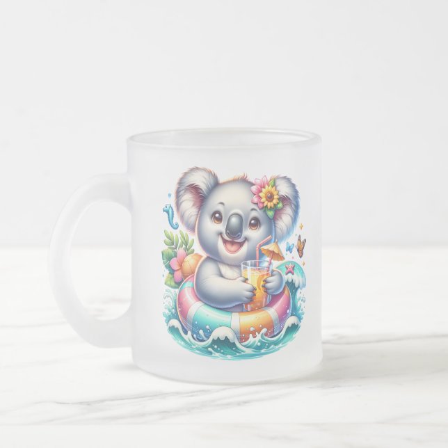 Caneca De Café Vidro Jateado Summer Koala Sublimation Clipart-97702 (Esquerda)