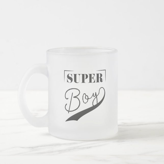 Caneca De Café Vidro Jateado Super Boy (Esquerda)