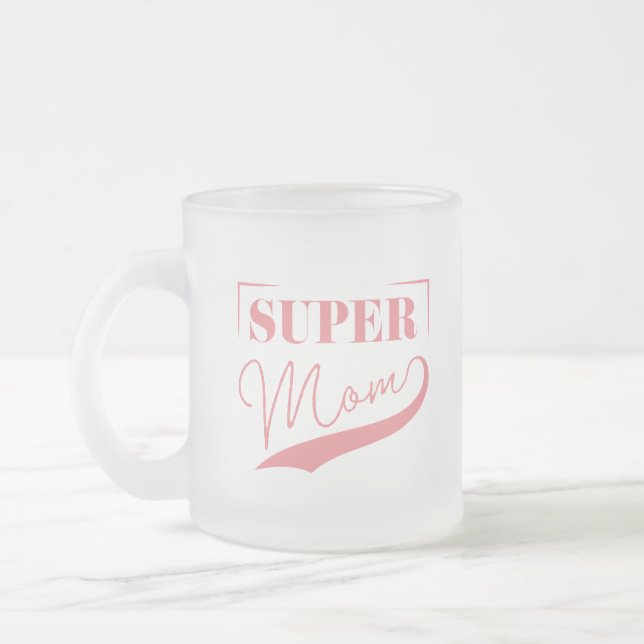 Caneca De Café Vidro Jateado Super Mãe (Esquerda)