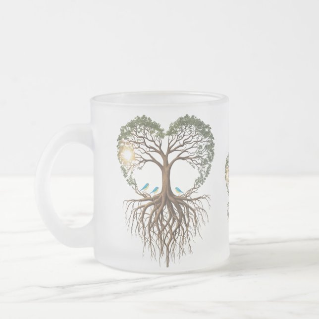 Caneca De Café Vidro Jateado Surreal Unconditional Love Frosted Glass Mug (Esquerda)