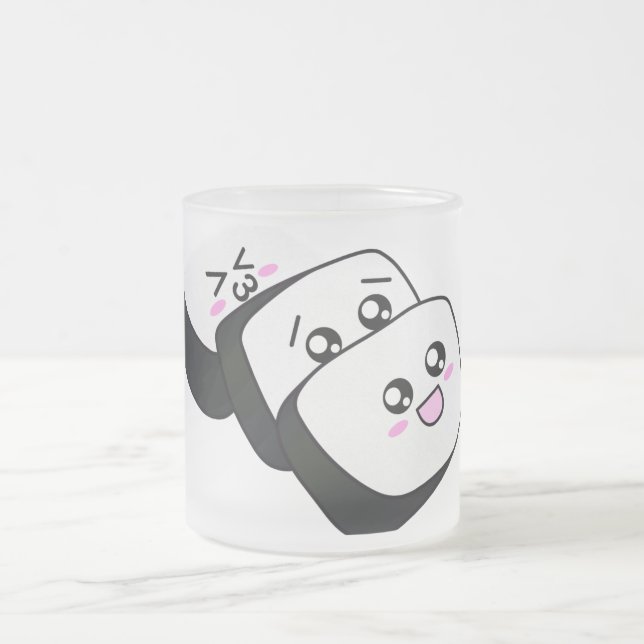 Caneca De Café Vidro Jateado Sushi feliz (Centro)