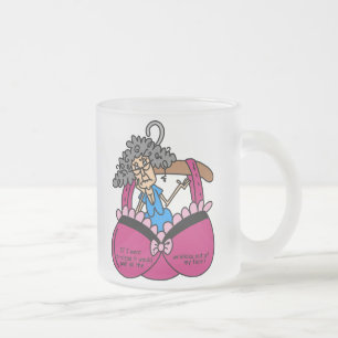 Caneca De Café Vidro Jateado Sutiãs e humor dos enrugamentos