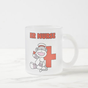 Caneca De Café Vidro Jateado T-shirts e presentes da enfermeira Sock Monkey ER
