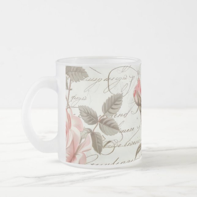 Caneca De Café Vidro Jateado Taça de vidro rosa rosa (Esquerda)