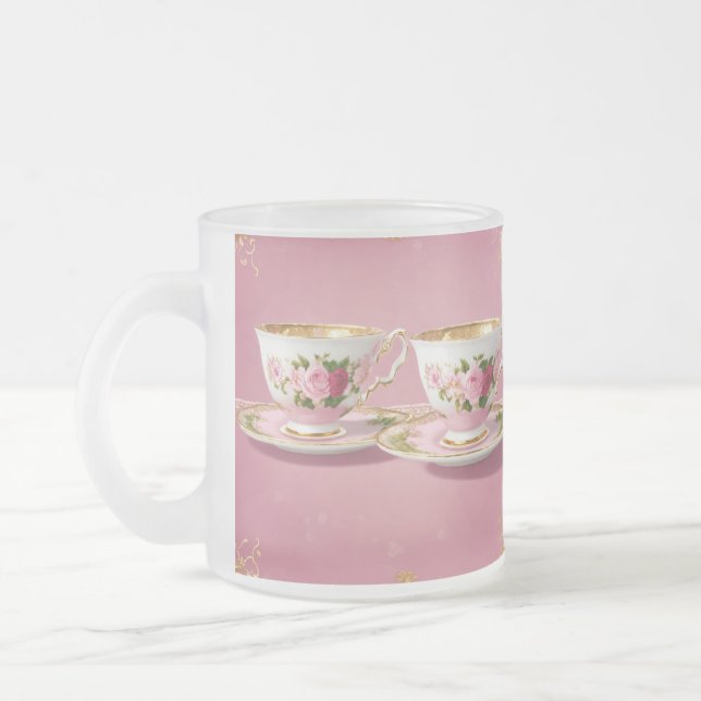 Caneca De Café Vidro Jateado Taça Elegante de Tea Cerâmica para Rosas claro (Esquerda)