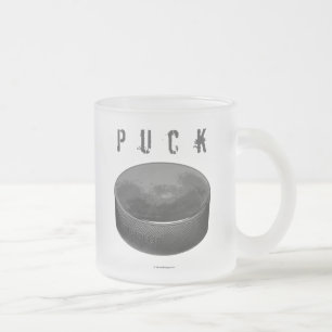 Caneca De Café Vidro Jateado Tampão de café de Fosco PUCK (Hockey)