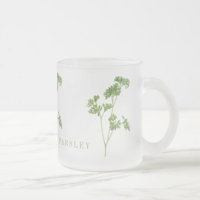 Caneca De Café Vidro Jateado Tampão de vidro do Fosco de PARSLEY FRESCO (Direita)