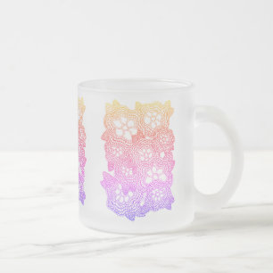 Caneca De Café Vidro Jateado Tampão de vidro do Fosco KNIT FLORAL
