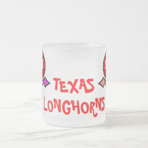 Caneca De Café Vidro Jateado Tampão de vidro do Fosco Longhorn do Texas Estiliz