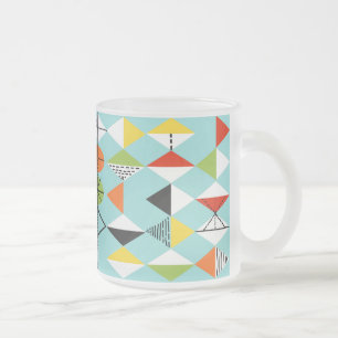 Caneca De Café Vidro Jateado Tampão de vidro do padrão do Harlequin Retro