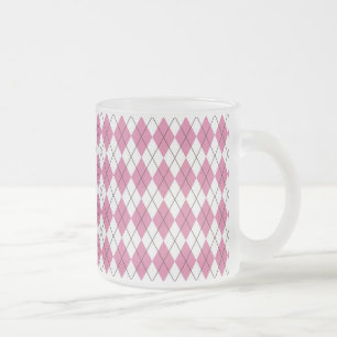 Caneca De Café Vidro Jateado Tartan-Pattern Pinky dos anos 70