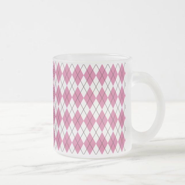 Caneca De Café Vidro Jateado Tartan-Pattern Pinky dos anos 70 (Direita)