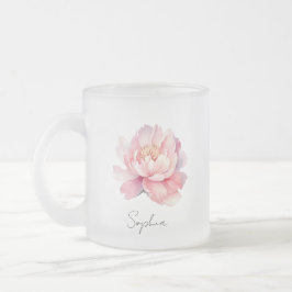 Caneca De Café Vidro Jateado Tasse / Mug transparent Pivoine Rose Personnalisé
