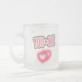 Caneca De Café Vidro Jateado Taza semitransparente You + Me