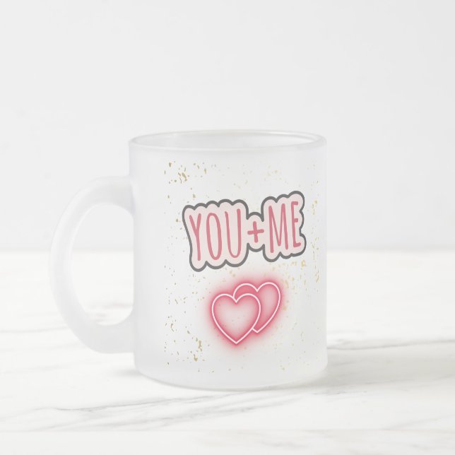 Caneca De Café Vidro Jateado Taza semitransparente You + Me (Esquerda)