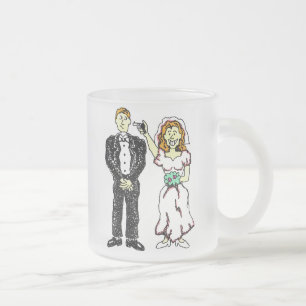 Caneca De Café Vidro Jateado Tema 48 do casamento