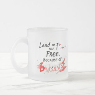Caneca De Café Vidro Jateado Terra dos Libertos, por causa da coragem