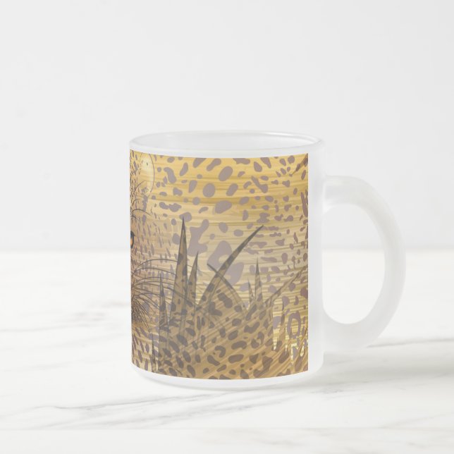 Caneca De Café Vidro Jateado Território Leopard 1 (Direita)