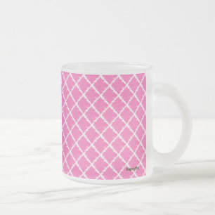 Caneca De Café Vidro Jateado Teste padrão da tintura do laço do rosa quente