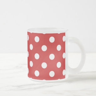 Caneca De Café Vidro Jateado Teste padrão de bolinhas vermelho e branco