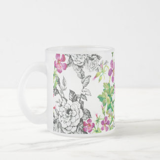 Caneca De Café Vidro Jateado Teste padrão de flores