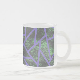Caneca De Café Vidro Jateado Teste padrão de mosaico violeta e verde