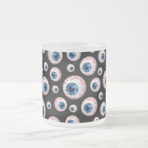 Caneca De Café Vidro Jateado Teste padrão preto do globo ocular