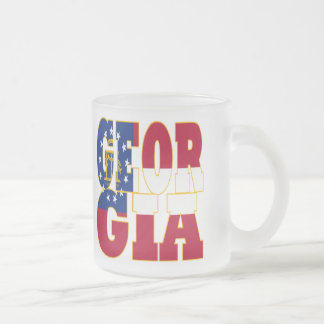 Caneca De Café Vidro Jateado Texto de bandeira do Estado da Geórgia
