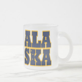 Caneca De Café Vidro Jateado Texto do sinalizador Estado do Alasca