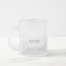 Caneca De Café Vidro Jateado Texto personalizável elegante em mármore transpare