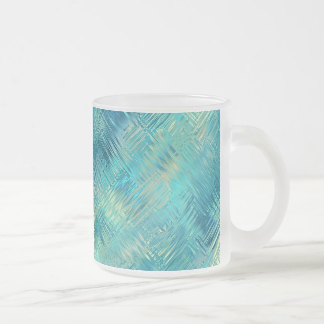 Caneca De Café Vidro Jateado Textura Azul de Cristal Azul Aquamarine (Direita)