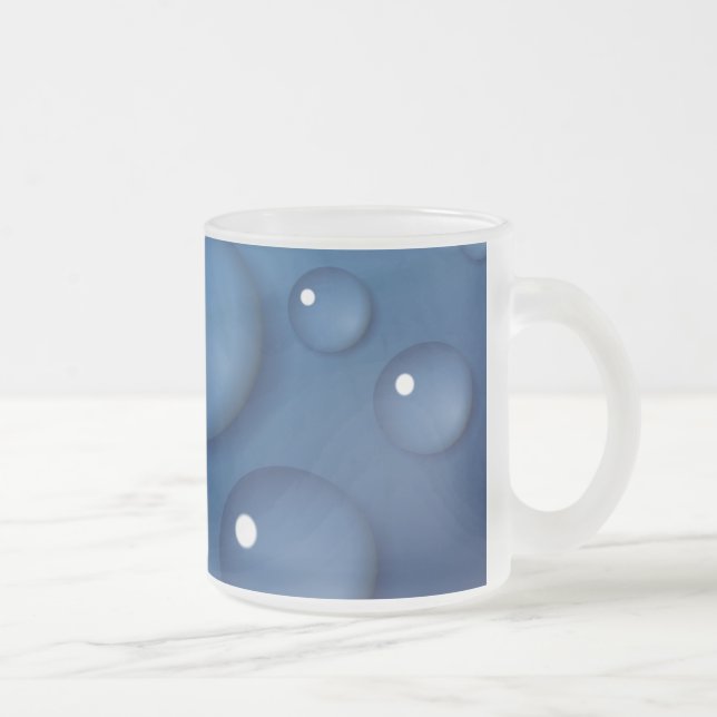 Caneca De Café Vidro Jateado Textura de gota de água azul (Direita)