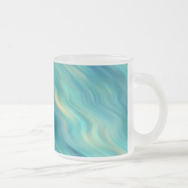 Caneca De Café Vidro Jateado Textura de onda de Hydrangea azul (Direita)