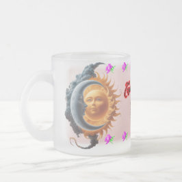 Caneca De Café Vidro Jateado The Moon and the Sun in Love on a 