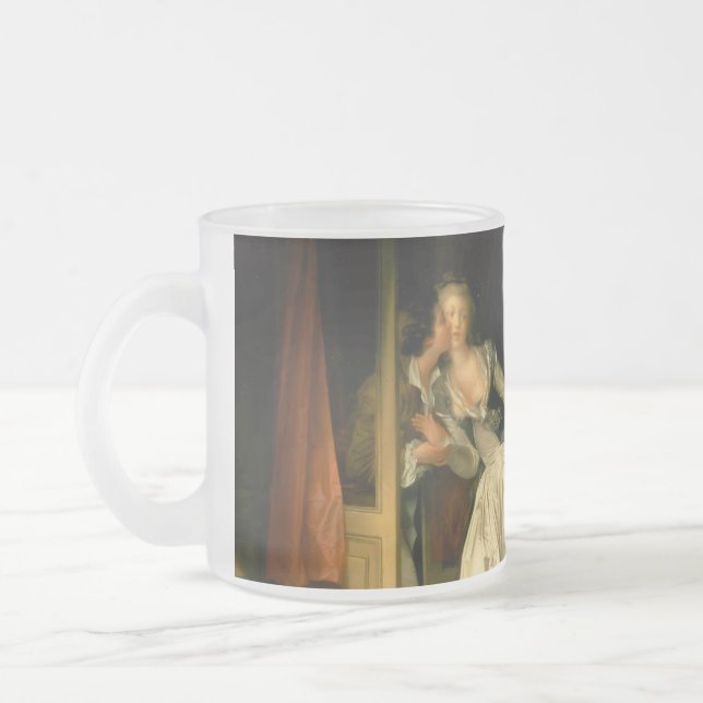 Caneca De Café Vidro Jateado The Stolen Kiss Fragonard (Esquerda)