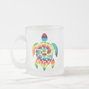 Caneca De Café Vidro Jateado Tie Dye Turtle
