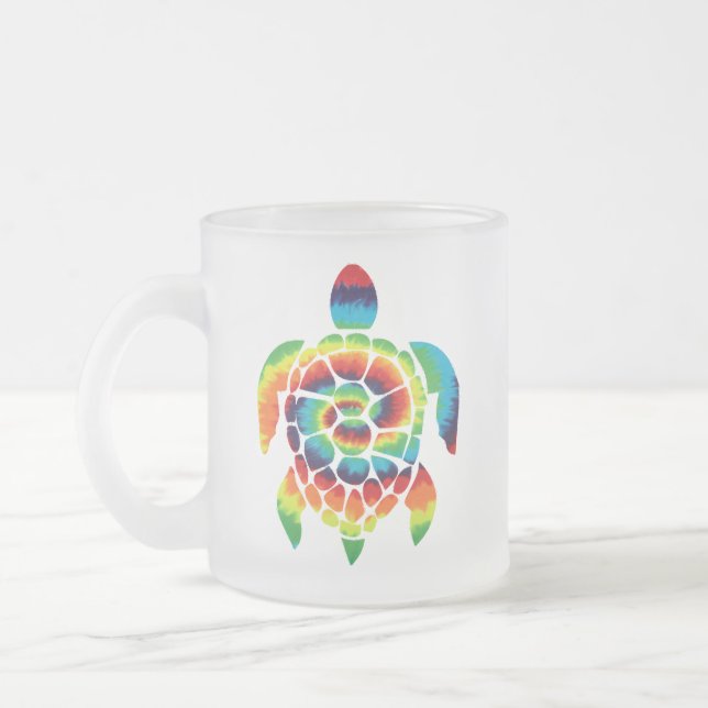 Caneca De Café Vidro Jateado Tie Dye Turtle (Esquerda)