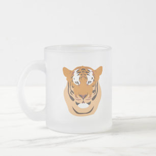 Caneca De Café Vidro Jateado Tigre Head