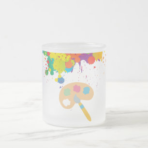 Caneca De Café Vidro Jateado tinta respingo, pincel