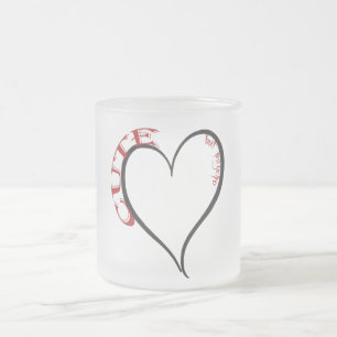 Caneca De Café Vidro Jateado Tipo de letra vermelho de coração negro bonito, ma