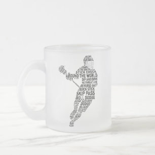 Caneca De Café Vidro Jateado Tipografia do jogador de lacrosse