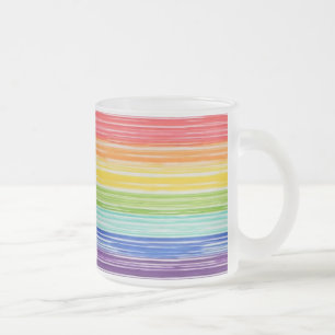 Caneca De Café Vidro Jateado Tiras arco-íris desarrumadas