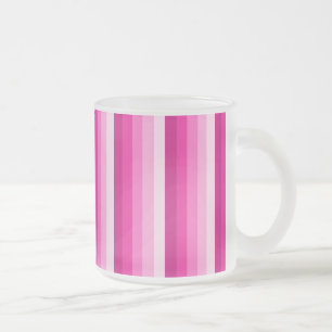 Caneca De Café Vidro Jateado Tiras de sombra rosa-quente