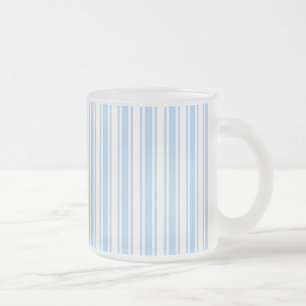 Caneca De Café Vidro Jateado Tiras doces brancas e azuis claras