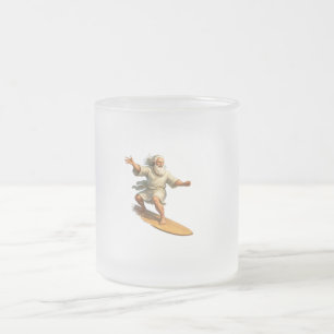 Caneca De Café Vidro Jateado Título surfando Moisés arte bíblica engraçada vidr