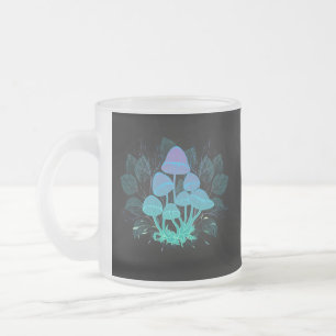 Caneca De Café Vidro Jateado Toadstools em arbustos